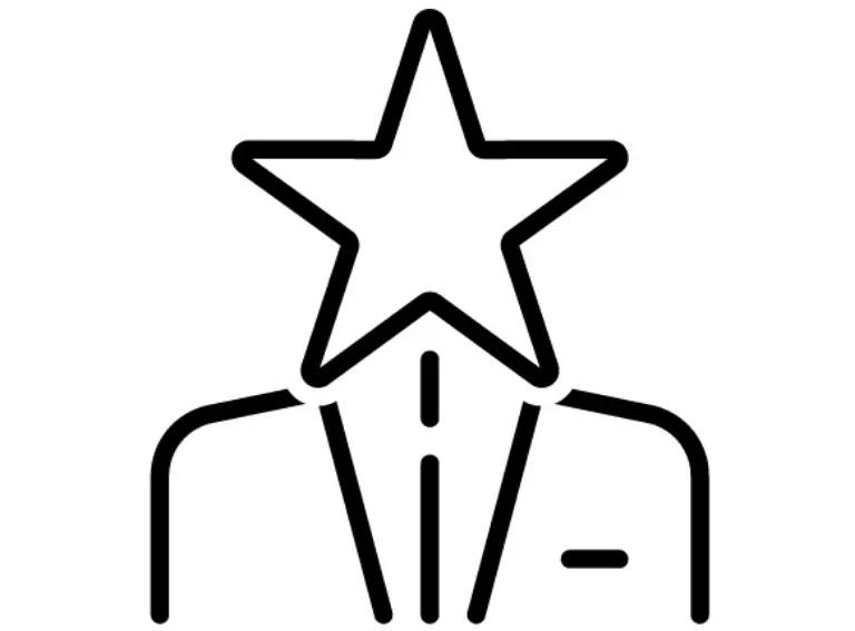 ikona osoby z gwiazda zamiast głowy
